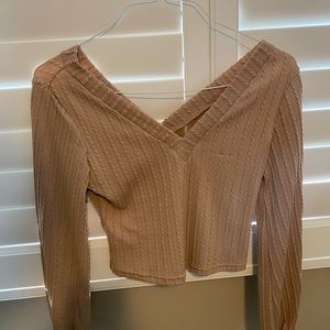 V Neck long sleeve top SHEIN